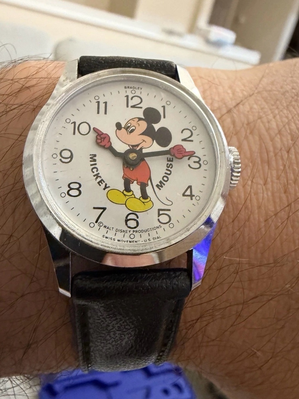 Vintage 1970s Bradley Mickey Mouse Mechanical Watch 015 Swiss Made Disney 30mm